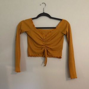 Orange Cold Shoulder Crop Top